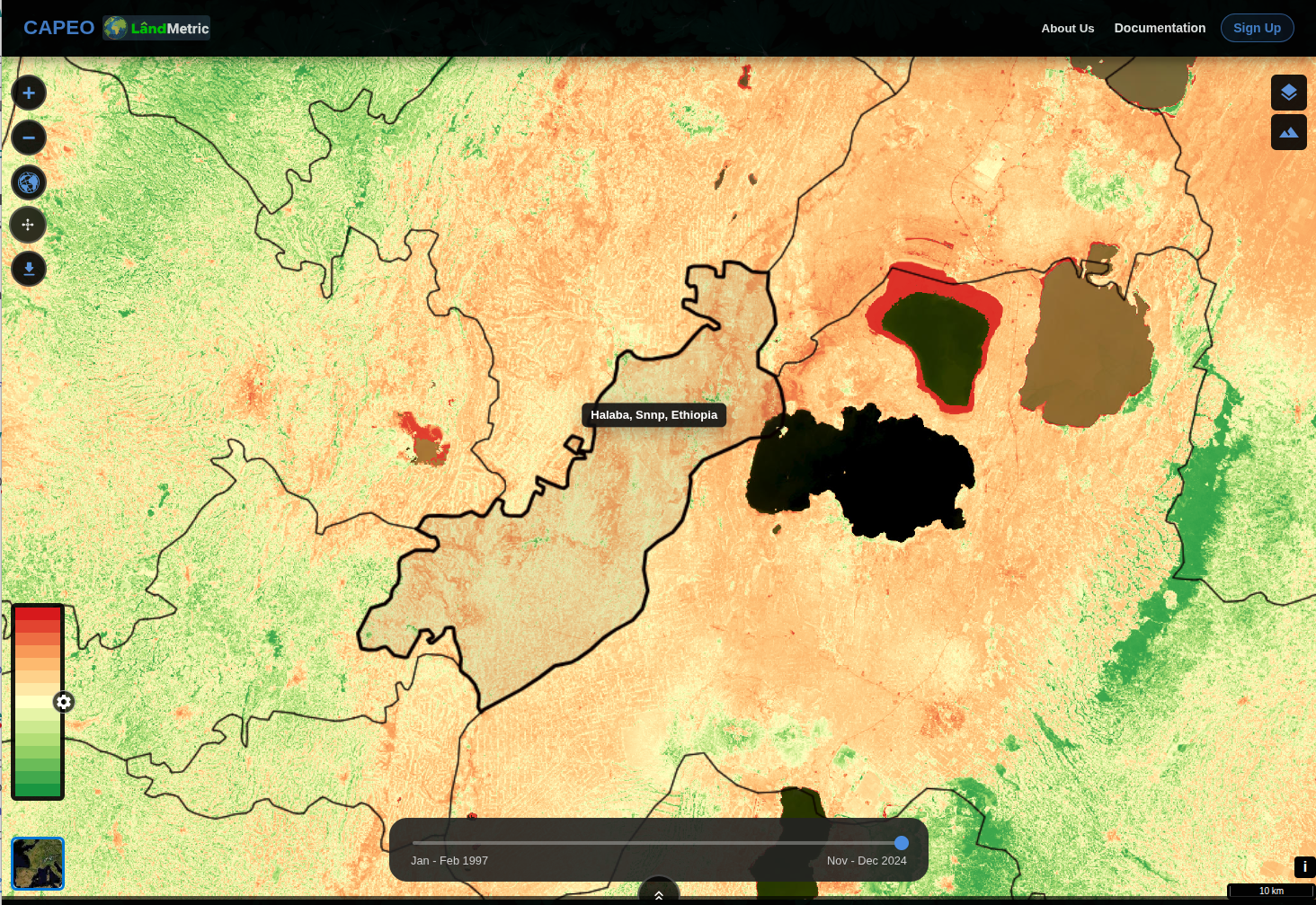 Wide view of Halaba District with the district boundary and legend visible